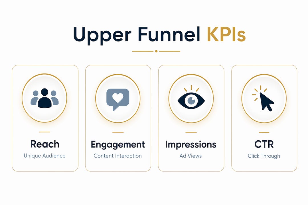 Infographic highlighting key upper funnel marketing KPIs